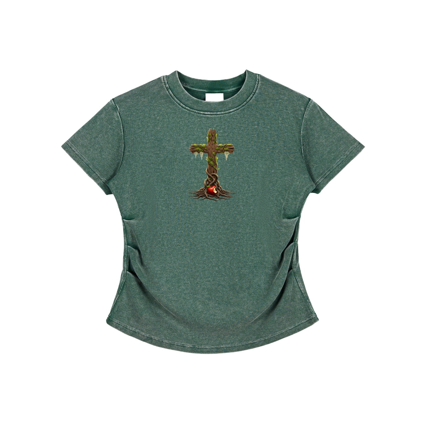 Eden Cross Vintaged-Wash Bodycon Tee