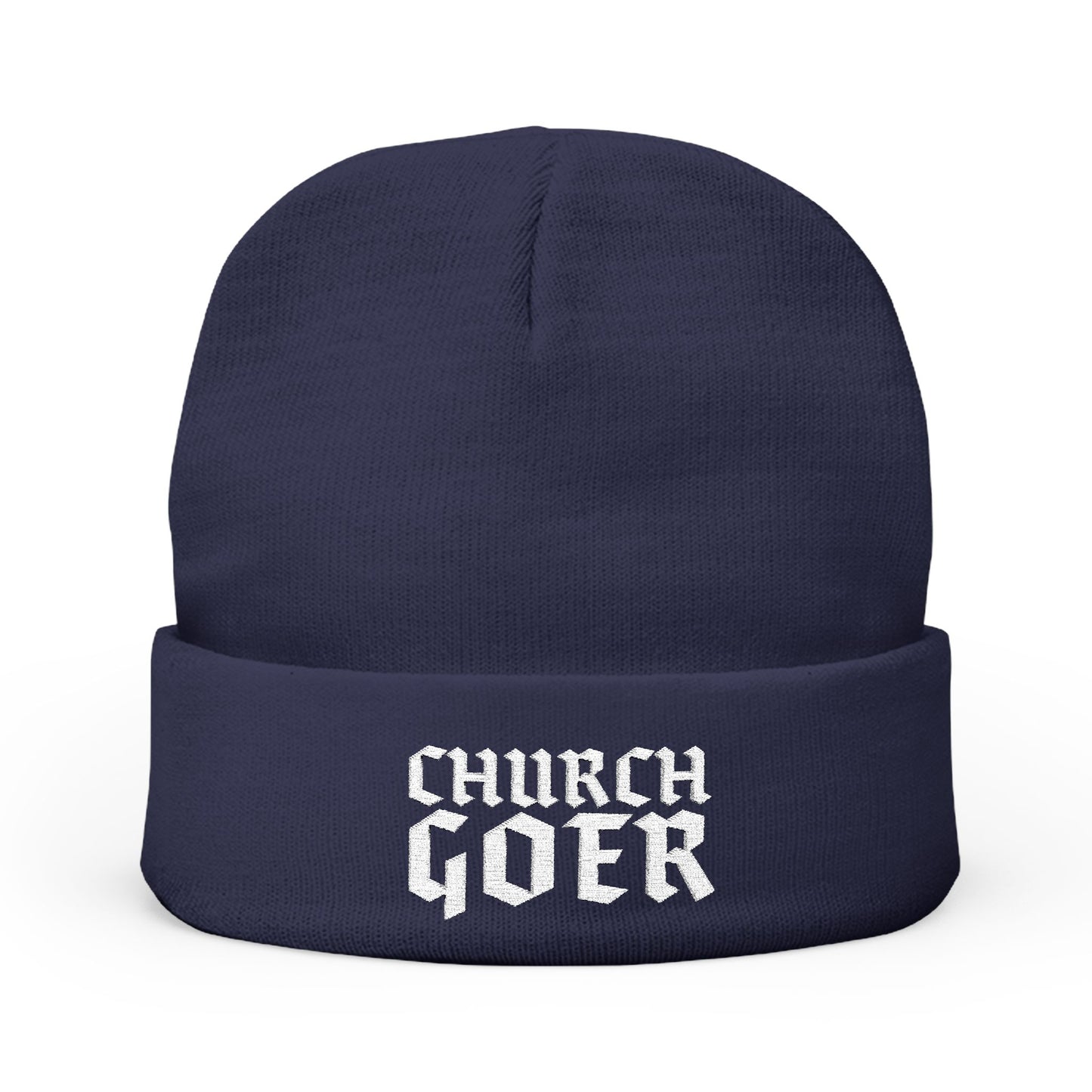 Church Goer Embroidered Knit Beanie