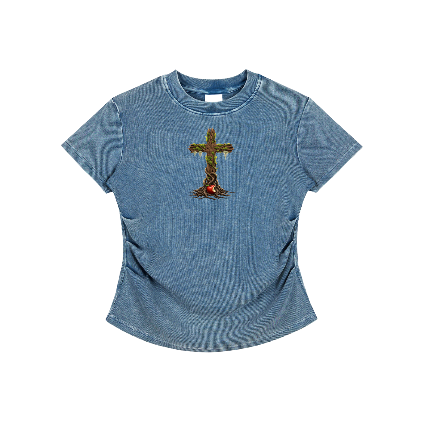 Eden Cross Vintaged-Wash Bodycon Tee