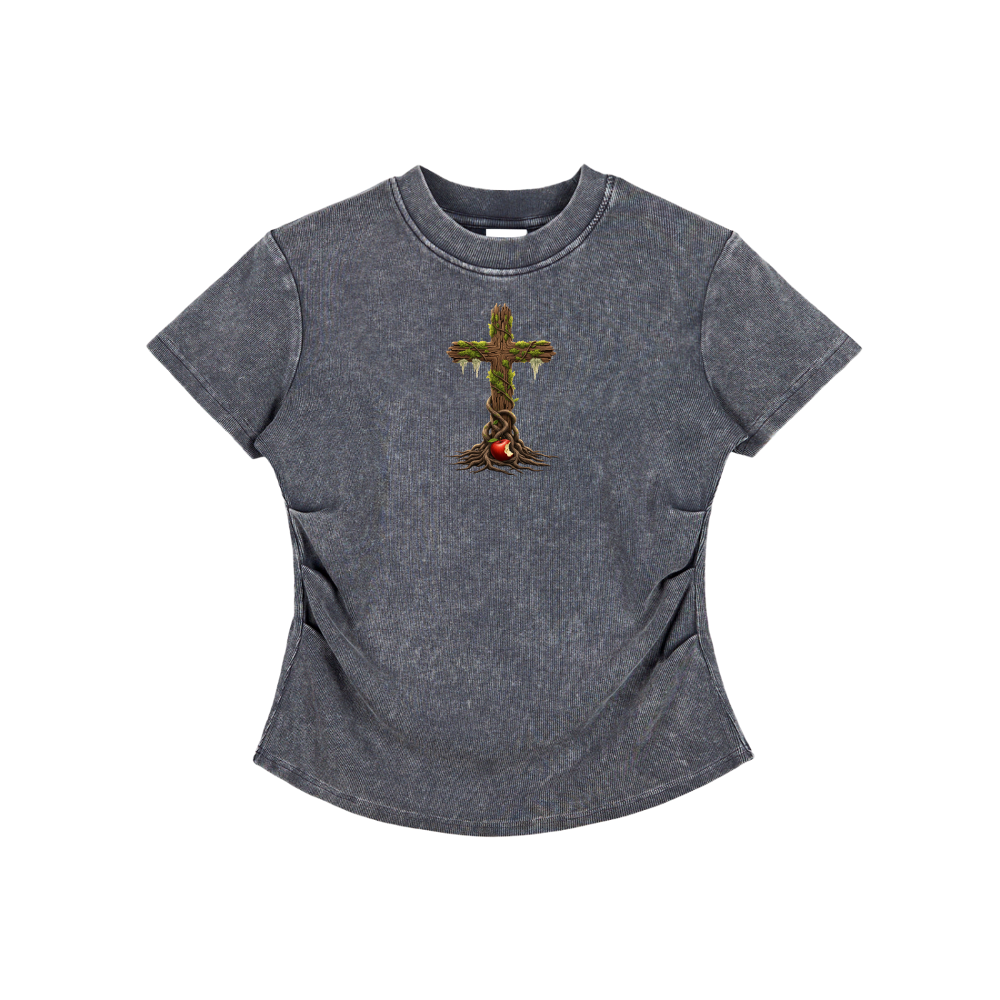 Eden Cross Vintaged-Wash Bodycon Tee