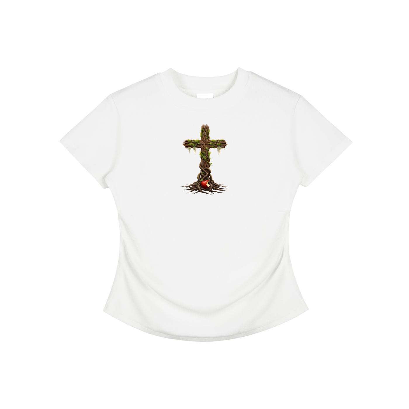 Eden Cross Vintaged-Wash Bodycon Tee