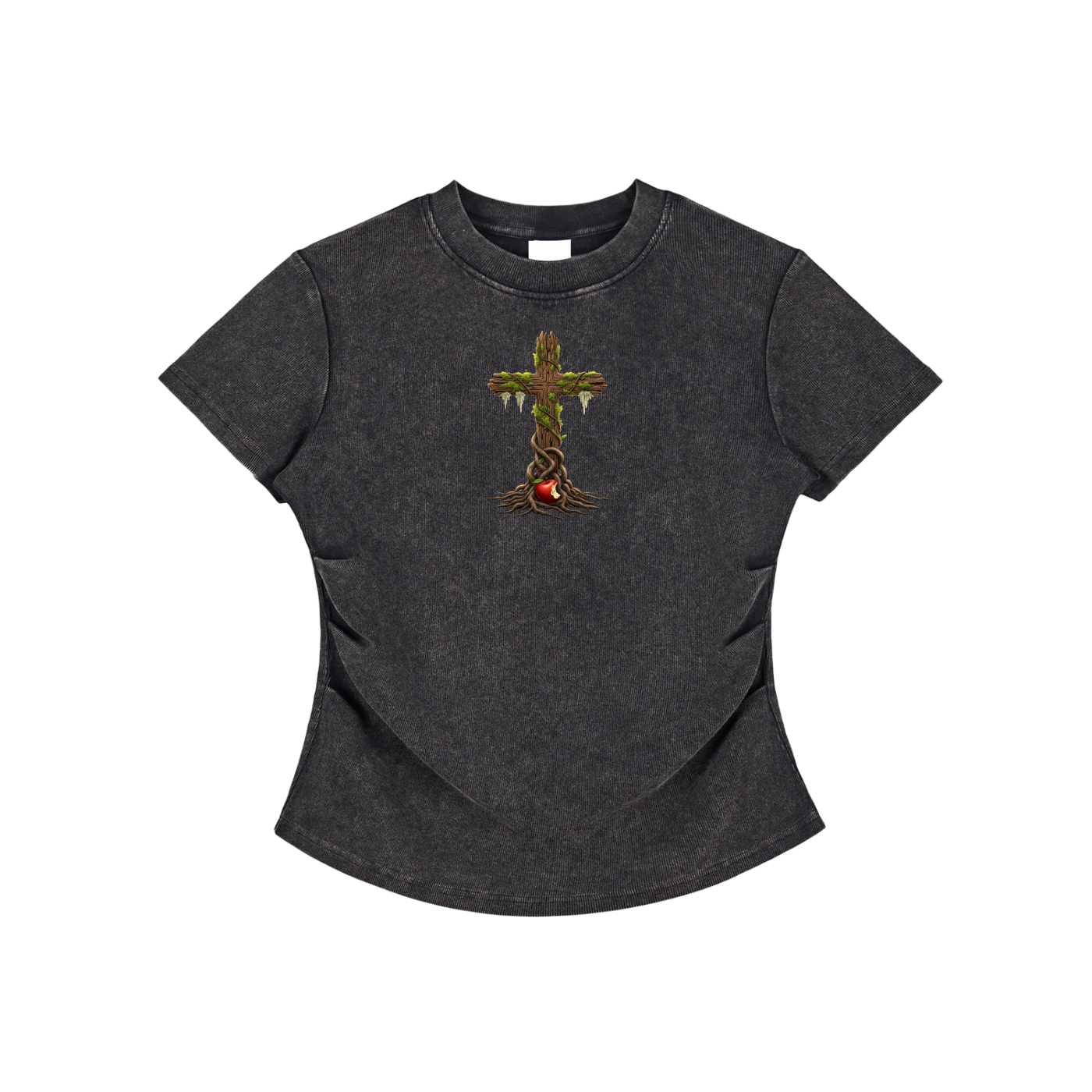 Eden Cross Vintaged-Wash Bodycon Tee