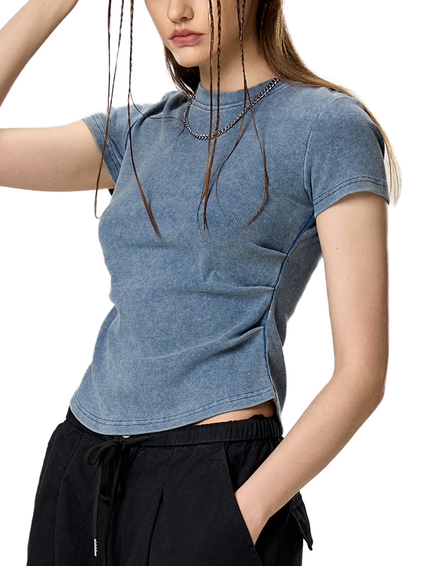 Eden Cross Vintaged-Wash Bodycon Tee