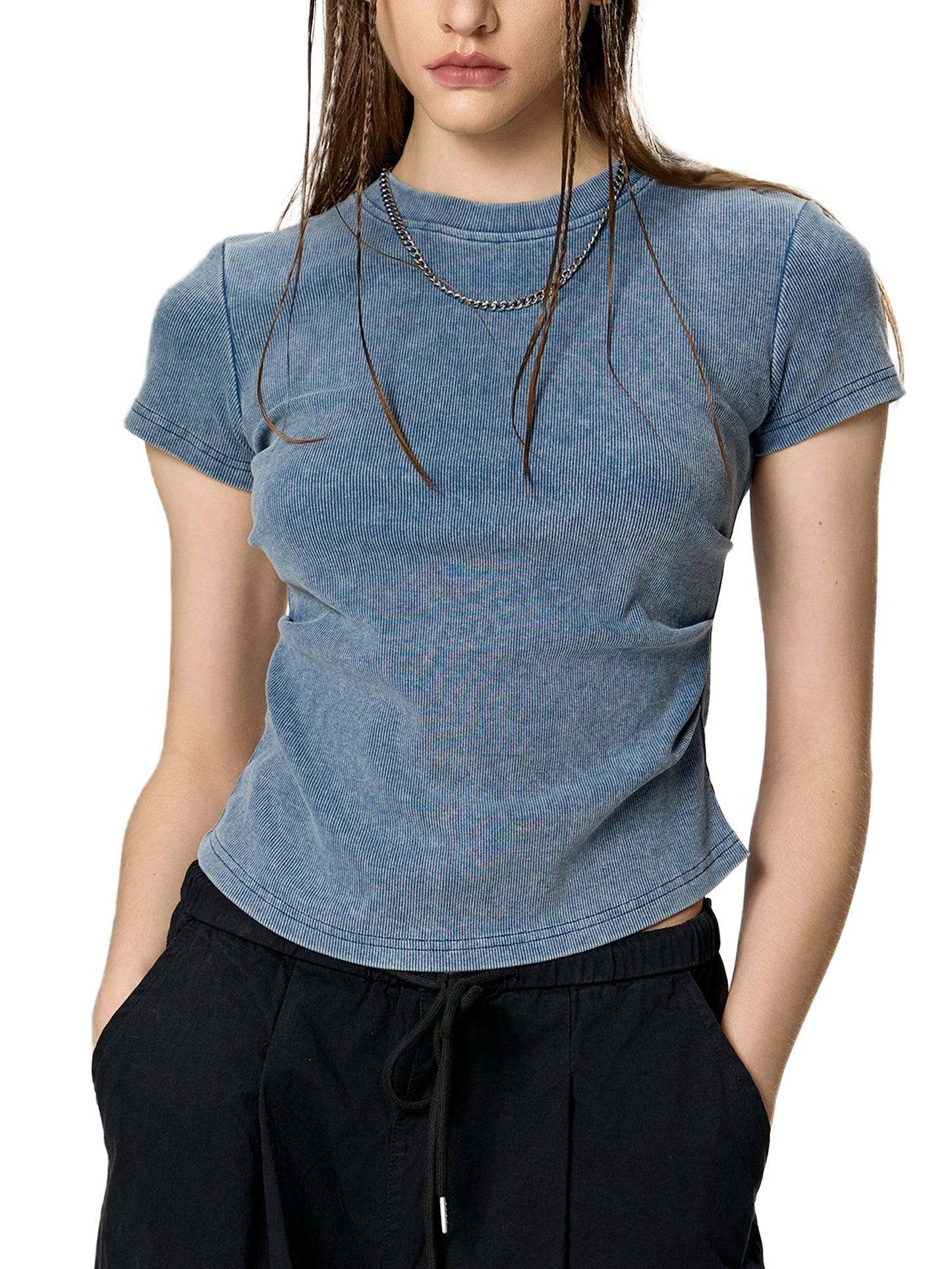 Eden Cross Vintaged-Wash Bodycon Tee