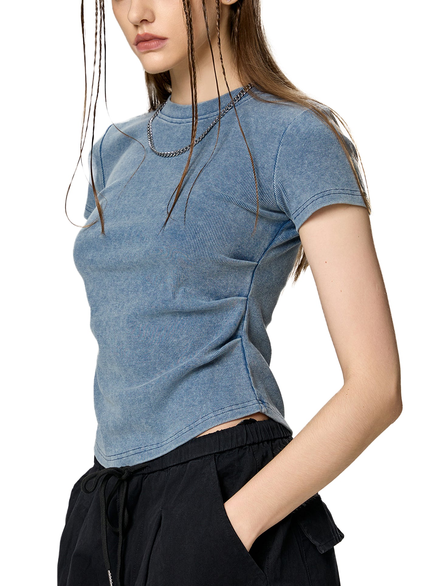 Eden Cross Vintaged-Wash Bodycon Tee
