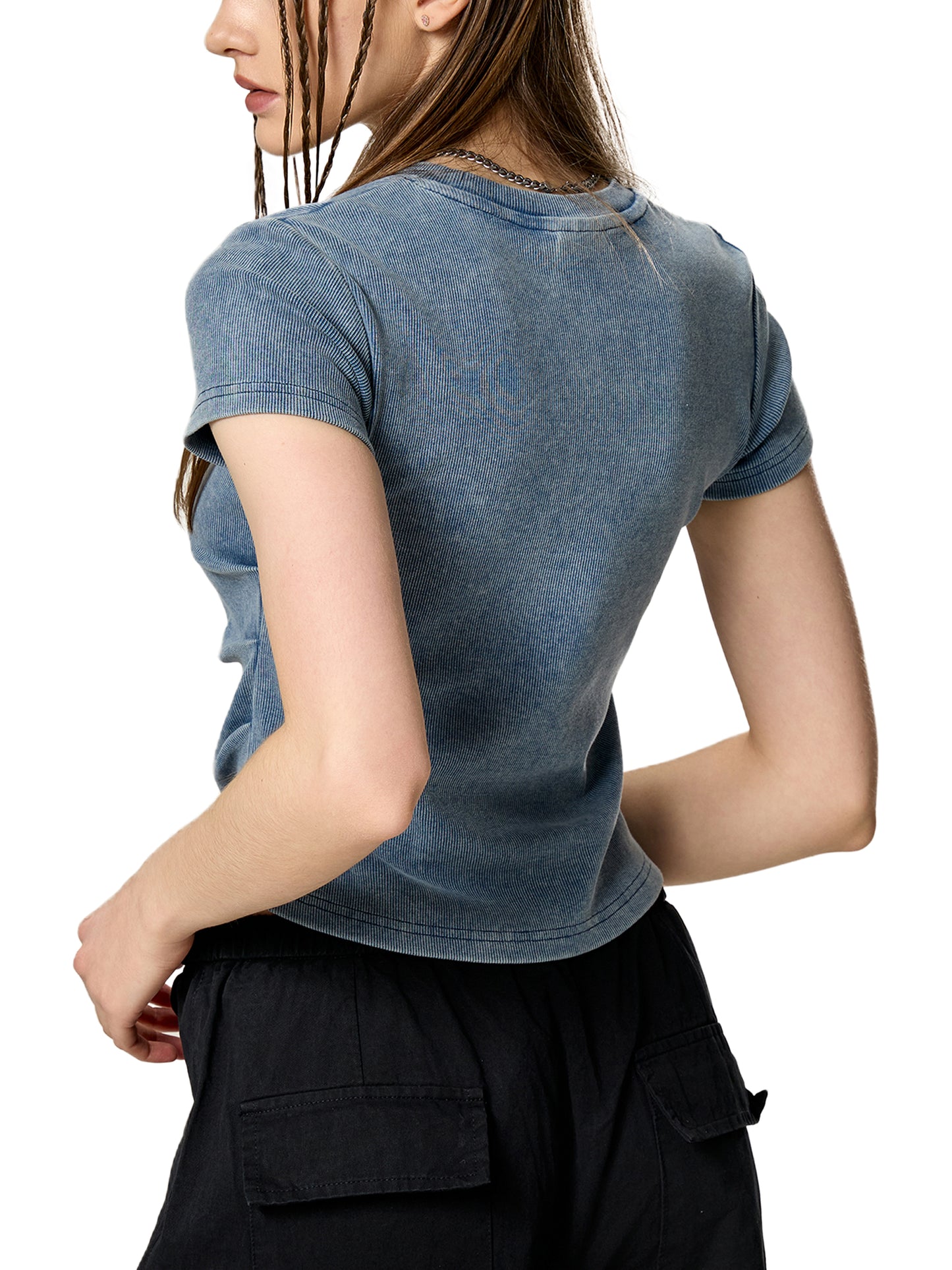 Eden Cross Vintaged-Wash Bodycon Tee