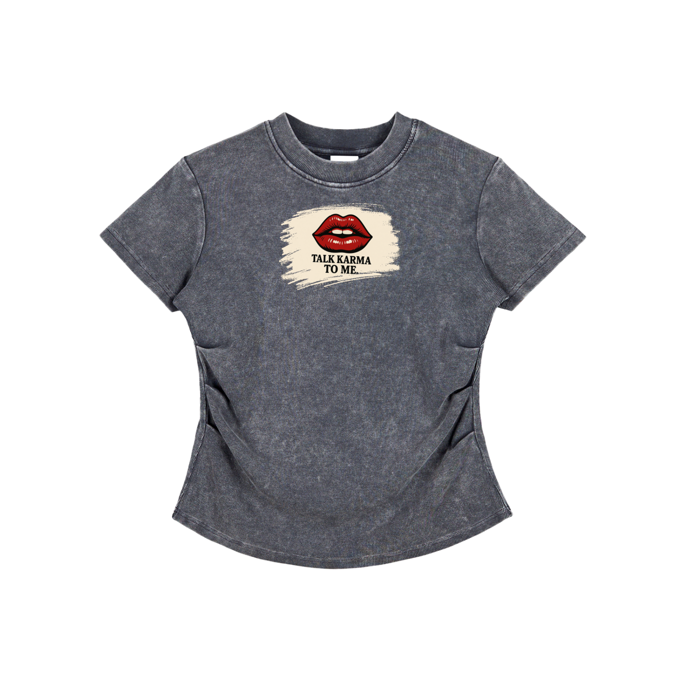 'Talk Karma to Me' Vintaged-Wash Bodycon Tee