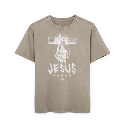 'Jesus Saves' Washed Oversized Tee