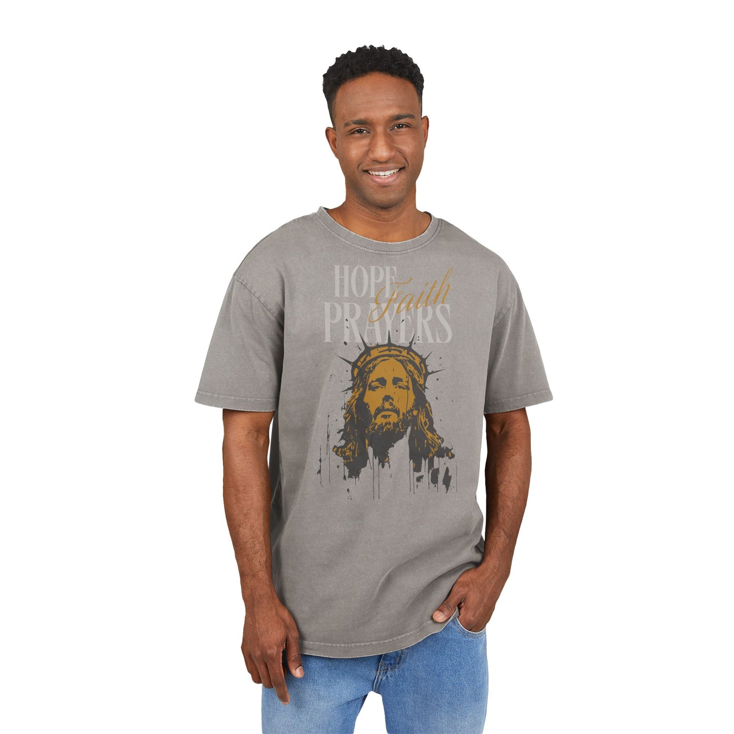 'Hope. Faith. Prayers' Washed Oversized Tee