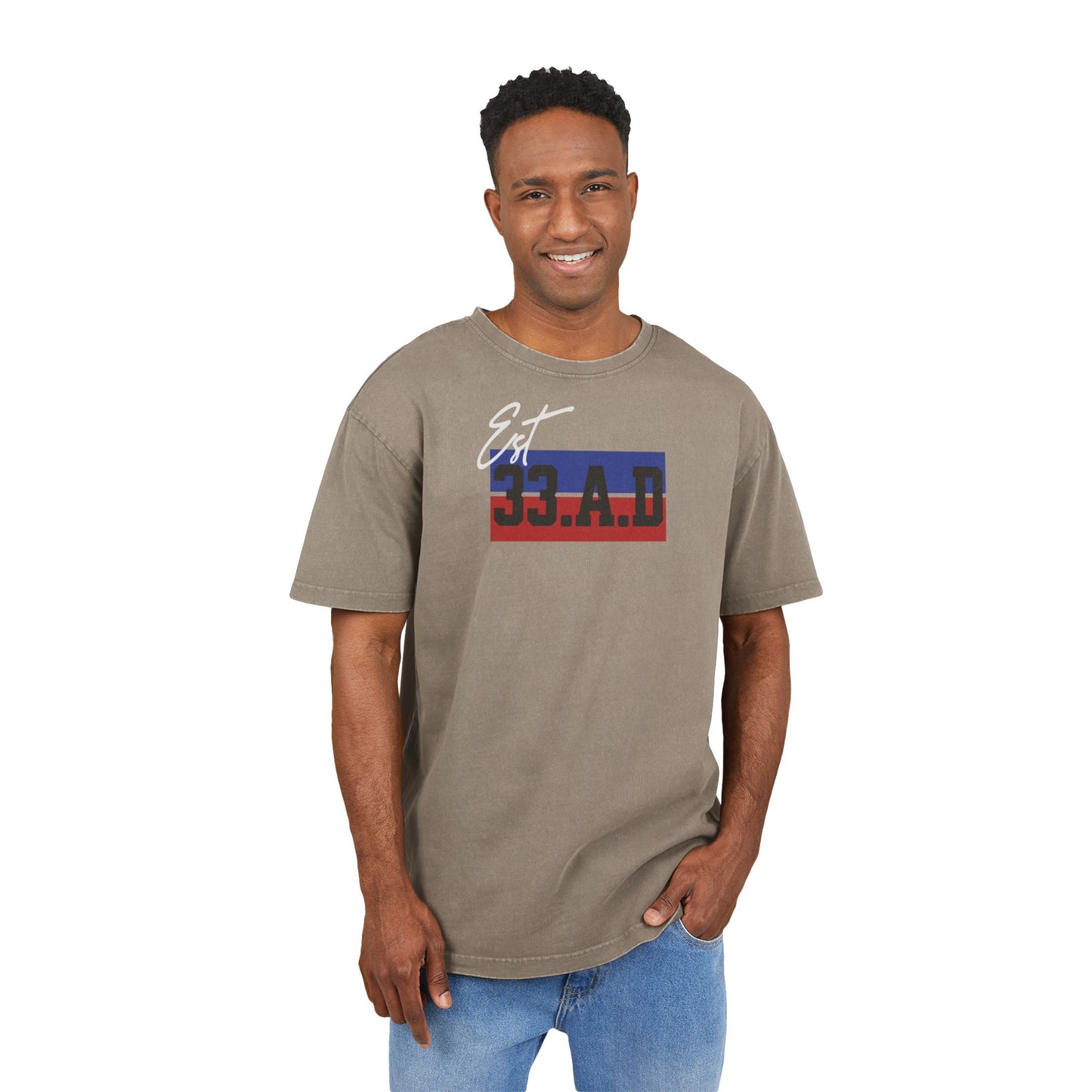 '33 A.D.' Washed Oversized Tee