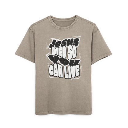 'Jesus Died So You Can Live' Washed Oversized Tee