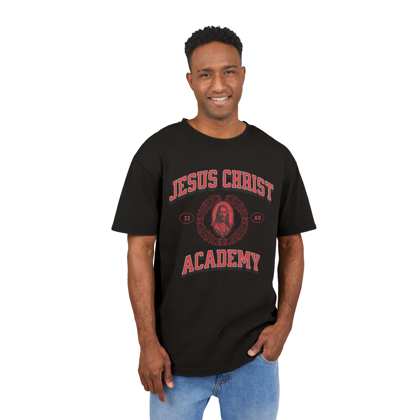 'Jesus Christ Academy' Washed Oversized Tee