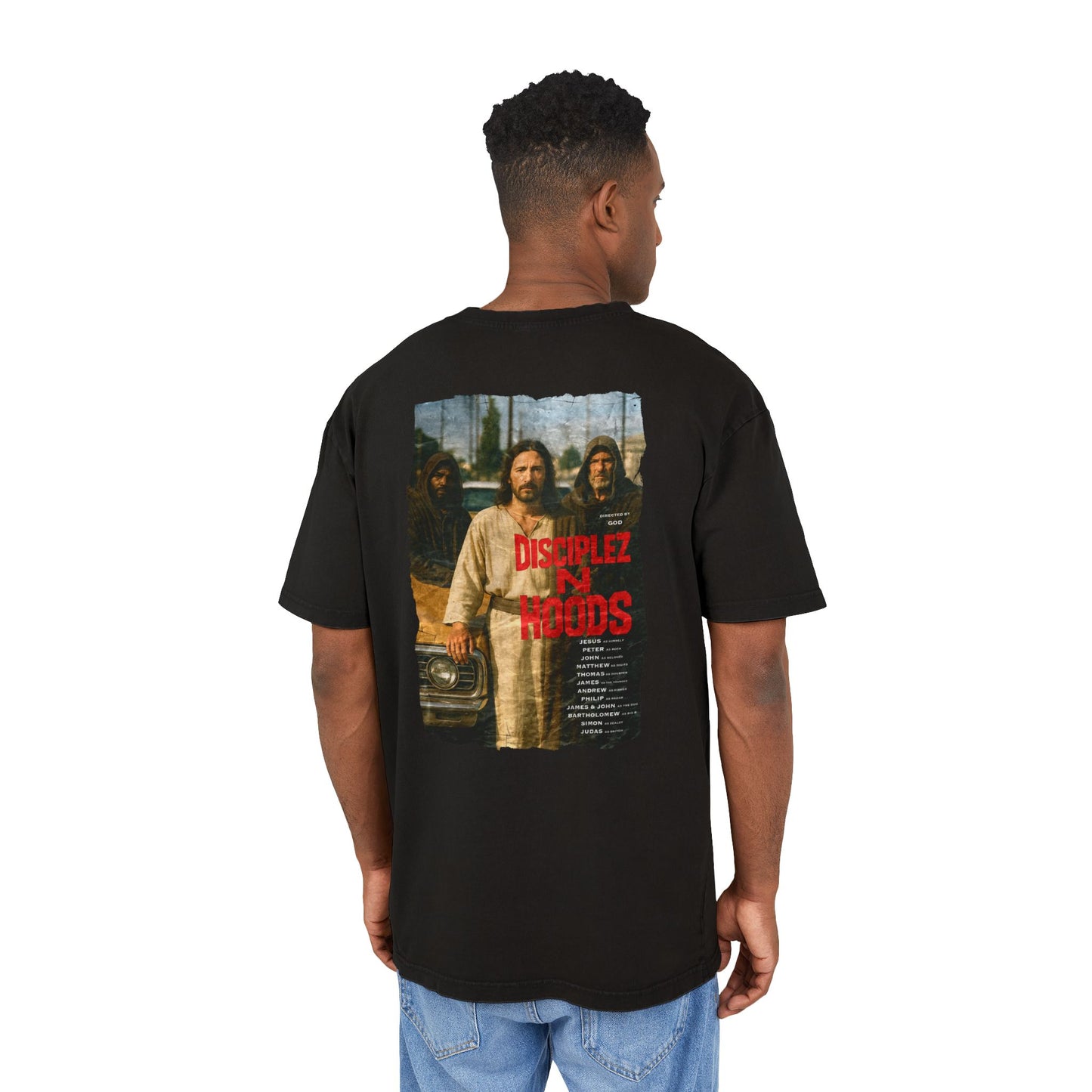 'Disciplez N Hoods' Washed Oversized Tee