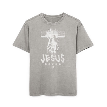 'Jesus Saves' Washed Oversized Tee