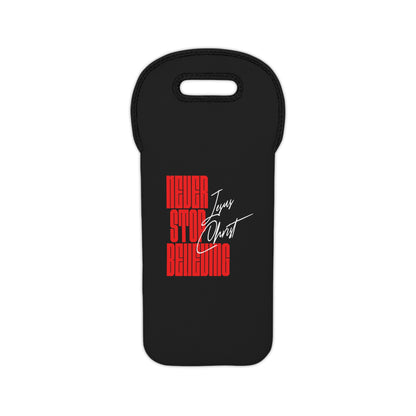 'Never Stop Believing' Wine Tote Bag