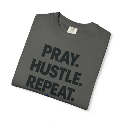 'Pray. Hustle. Repeat.' Judaism Comfort Tee