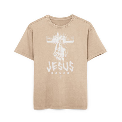 'Jesus Saves' Washed Oversized Tee