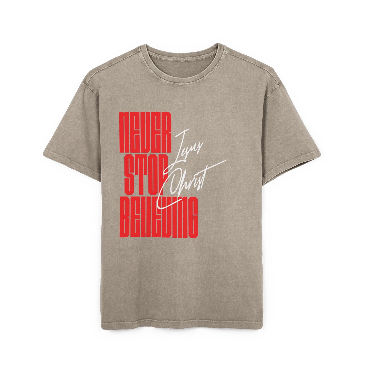 'Never Stop Believing' Washed Oversized Tee