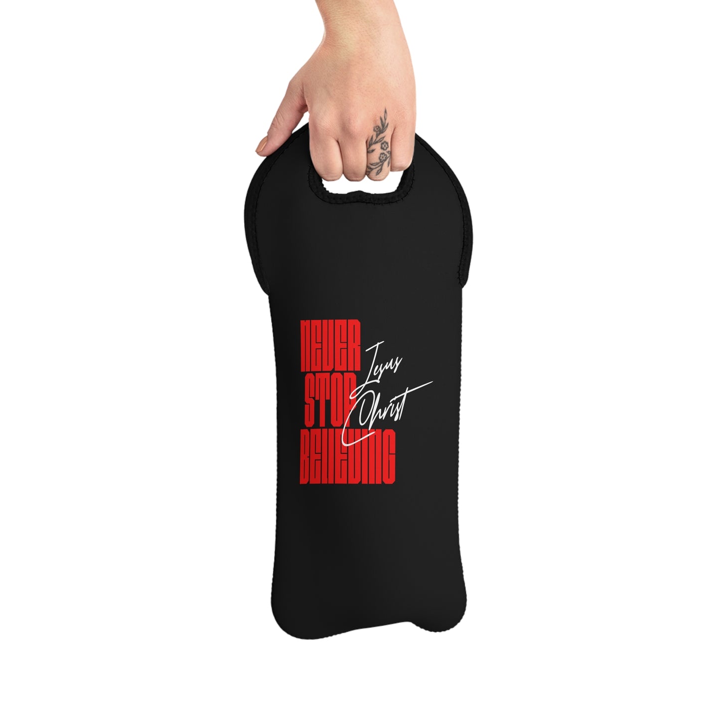'Never Stop Believing' Wine Tote Bag