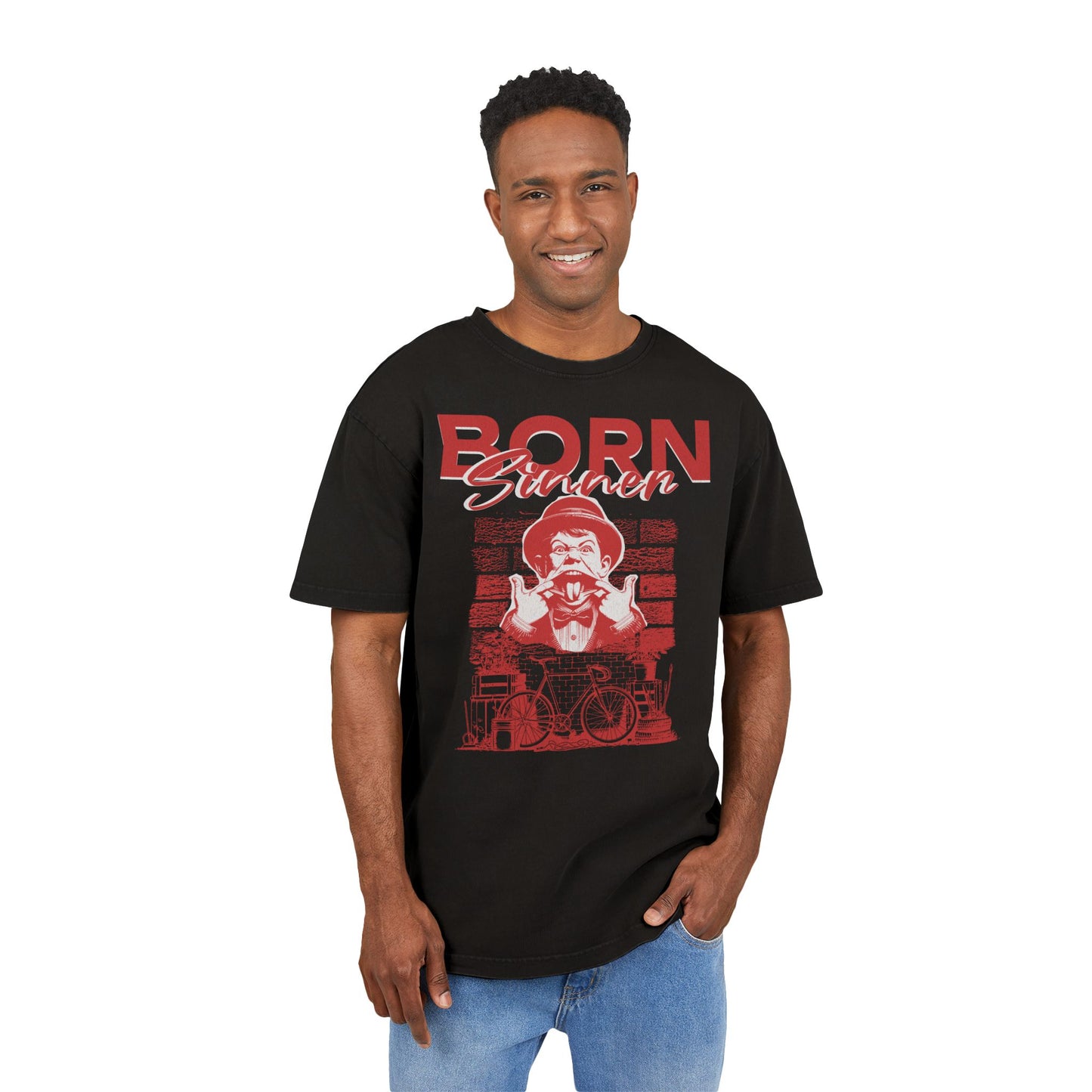 'Born Sinner' Washed Oversized Tee