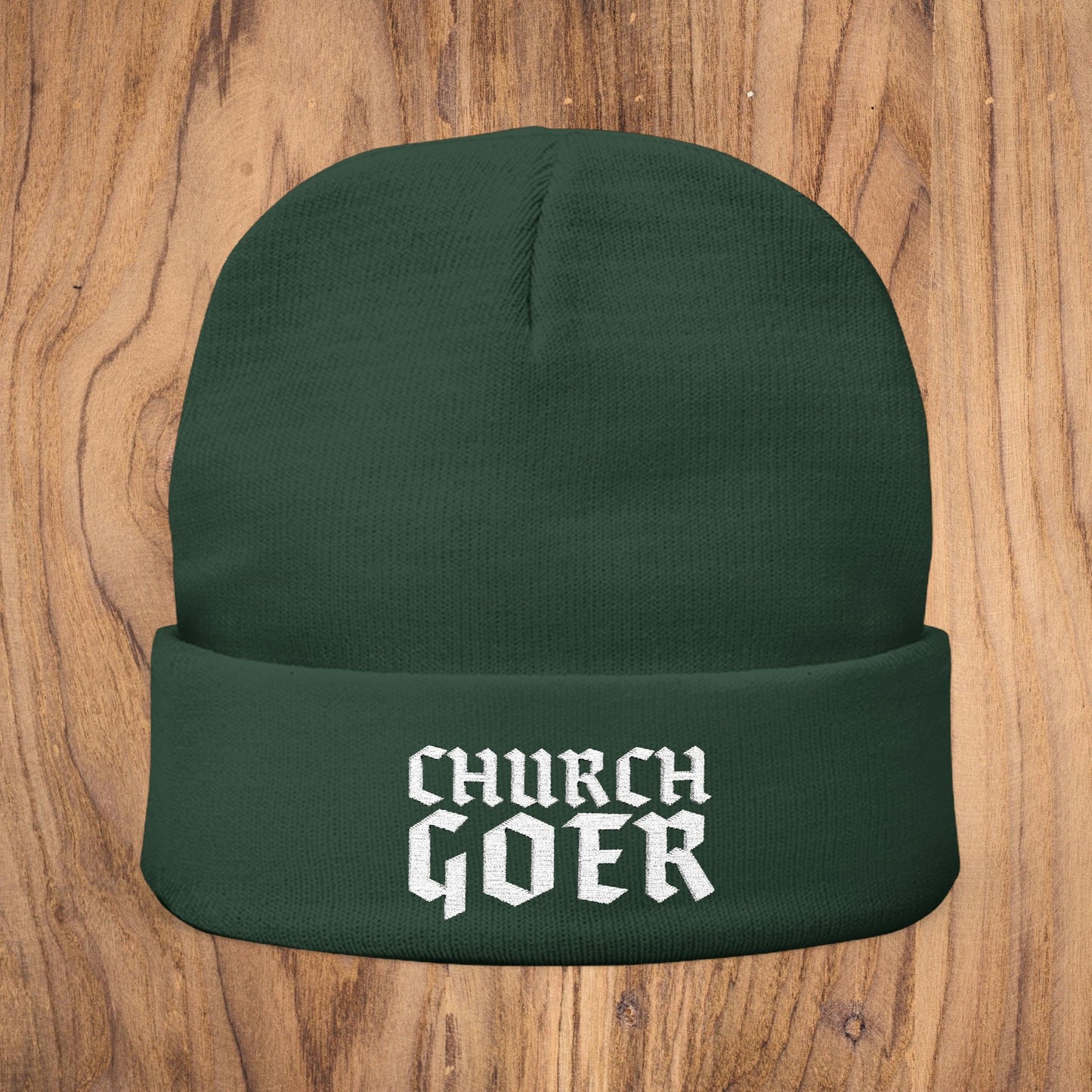 Church Goer Embroidered Knit Beanie
