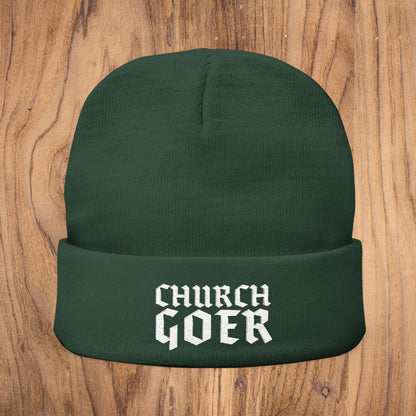 Church Goer Embroidered Knit Beanie