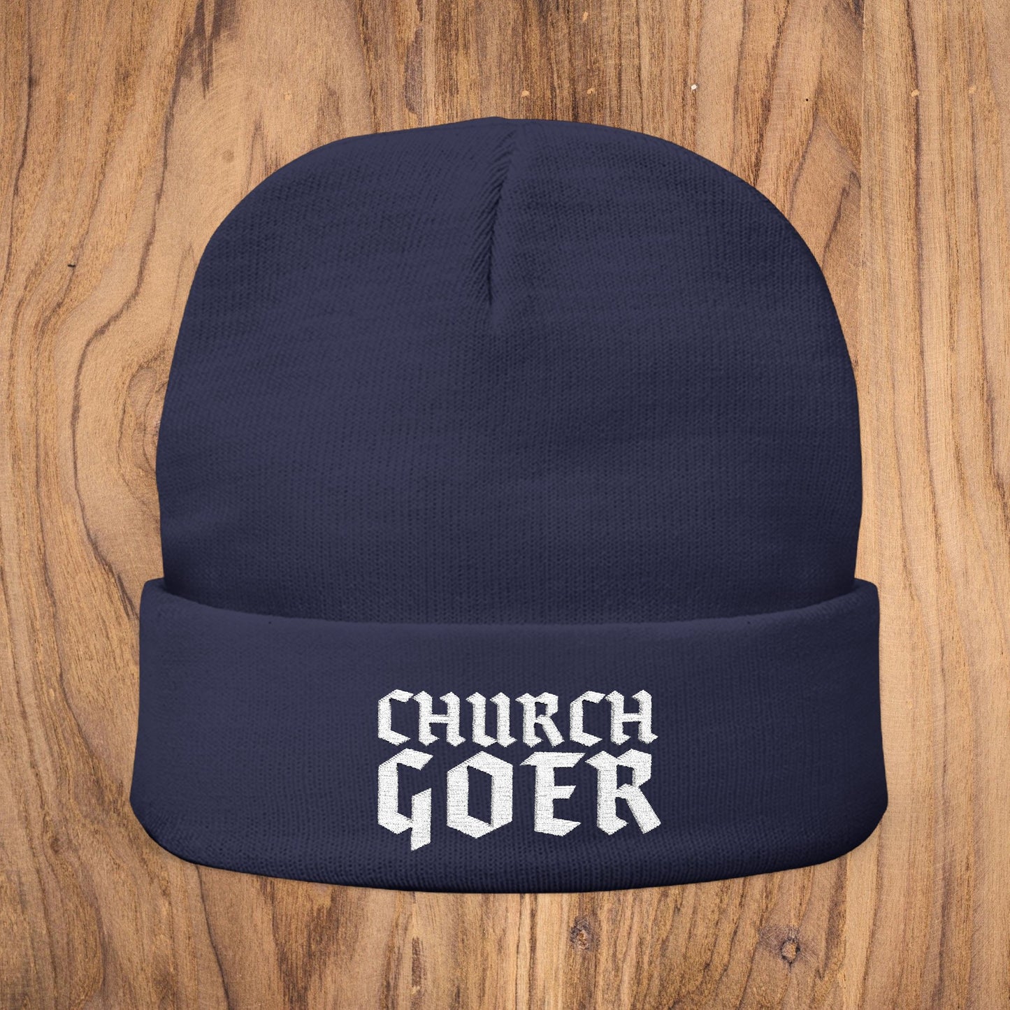 Church Goer Embroidered Knit Beanie