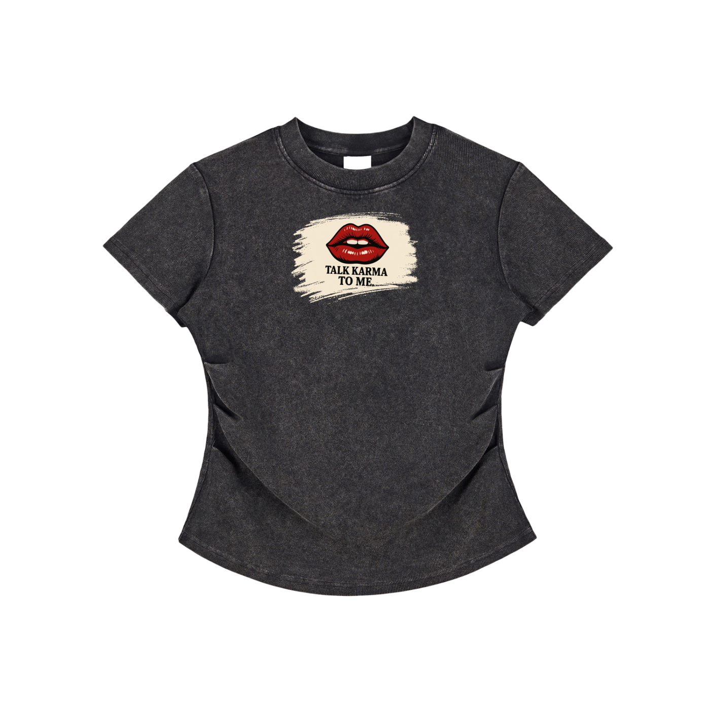 'Talk Karma to Me' Vintaged-Wash Bodycon Tee