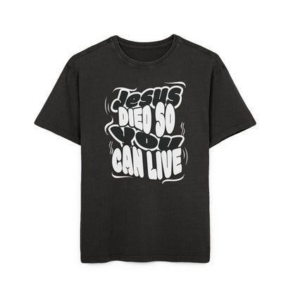 'Jesus Died So You Can Live' Washed Oversized Tee