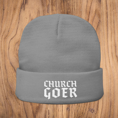 Church Goer Embroidered Knit Beanie