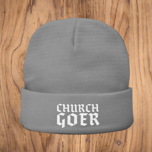 Church Goer Embroidered Knit Beanie