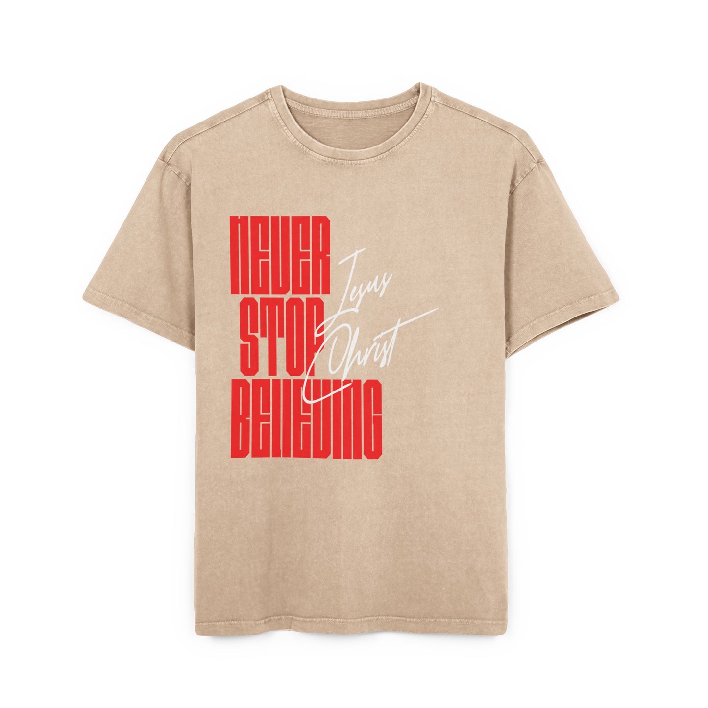 'Never Stop Believing' Washed Oversized Tee