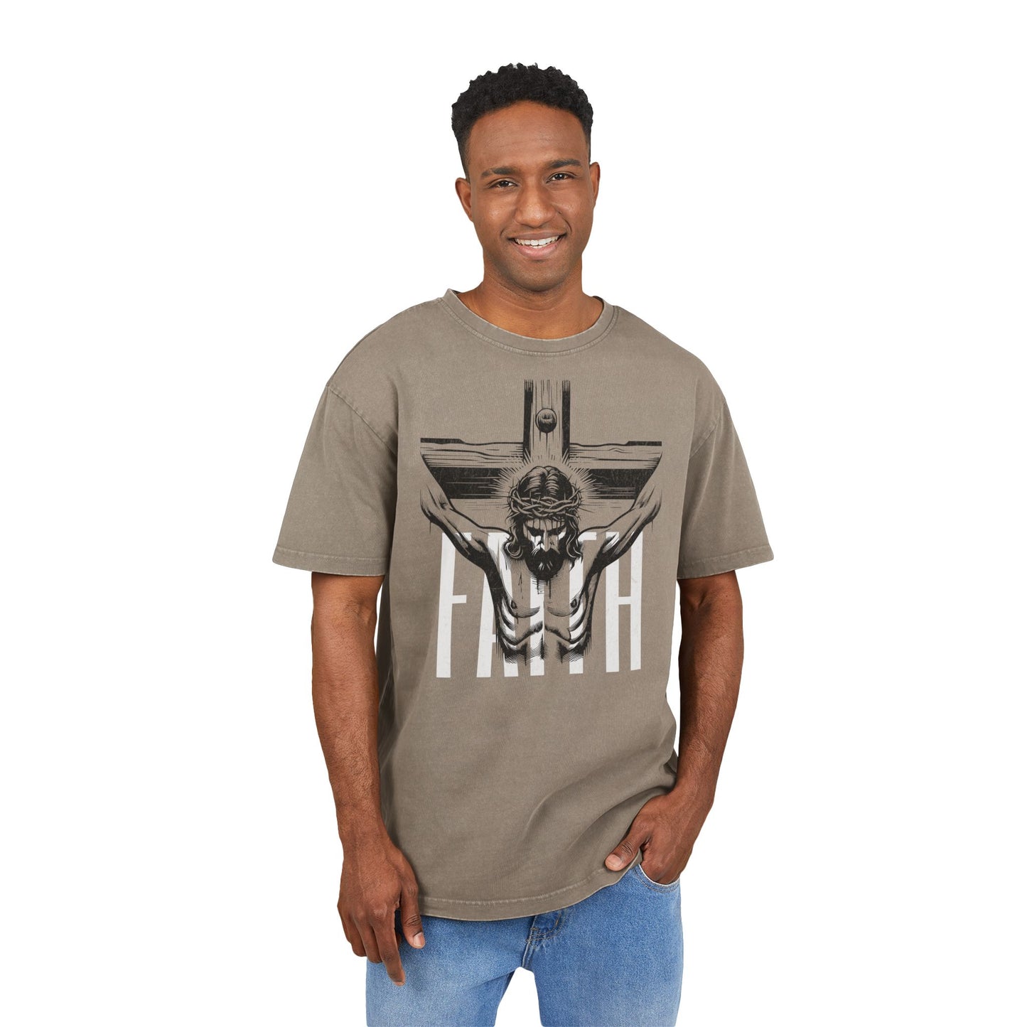 'Faith' Washed Oversized Tee