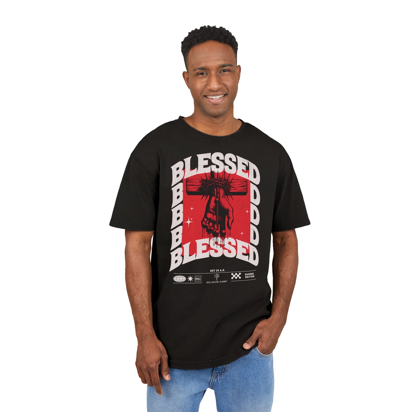 'Blessed' Washed Oversized Tee