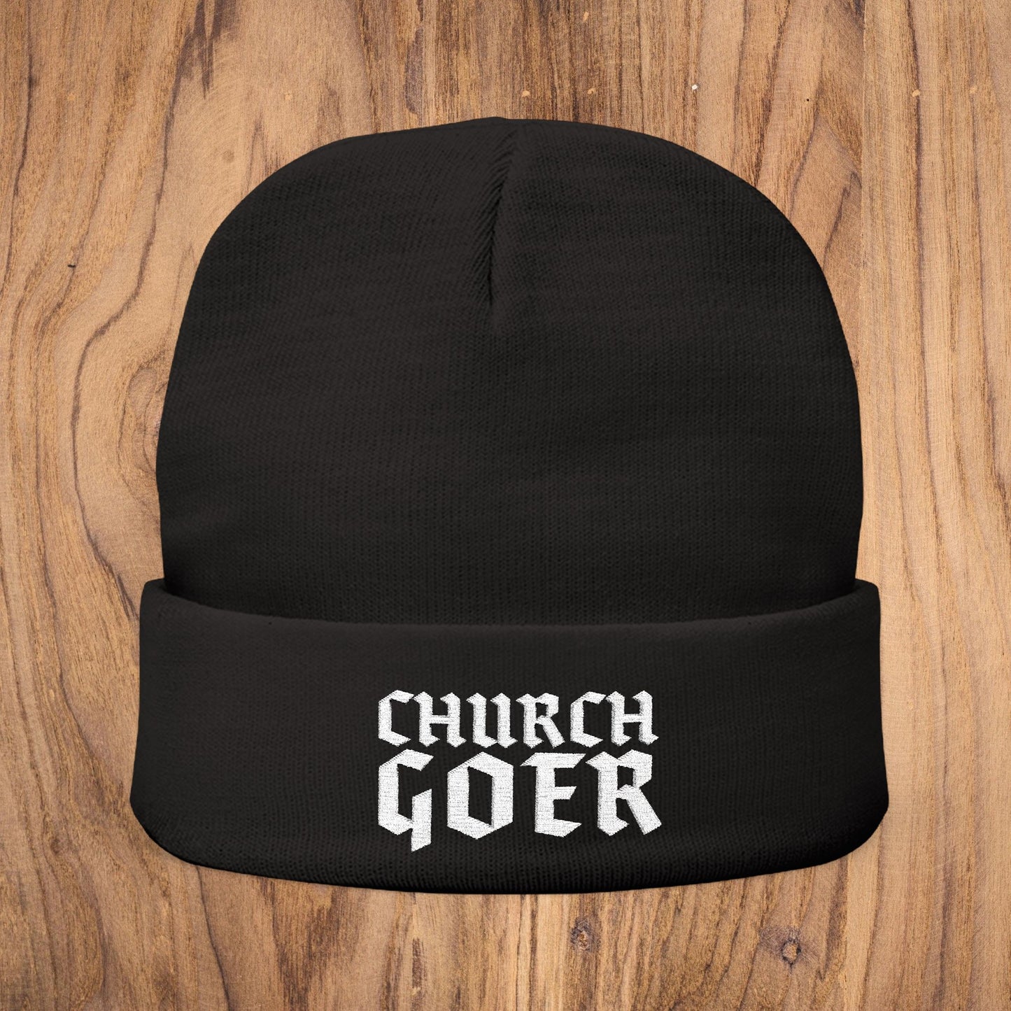 Church Goer Embroidered Knit Beanie