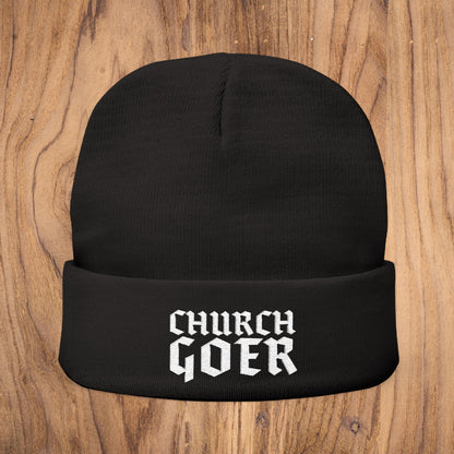 Church Goer Embroidered Knit Beanie