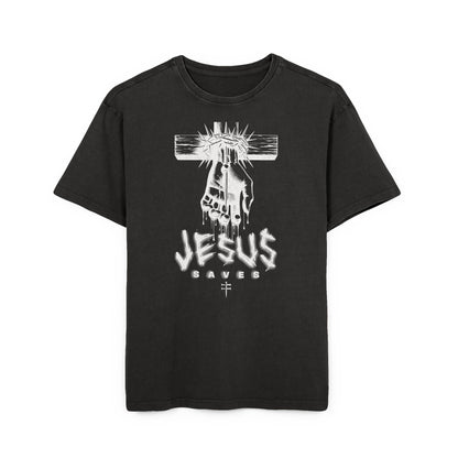 'Jesus Saves' Washed Oversized Tee
