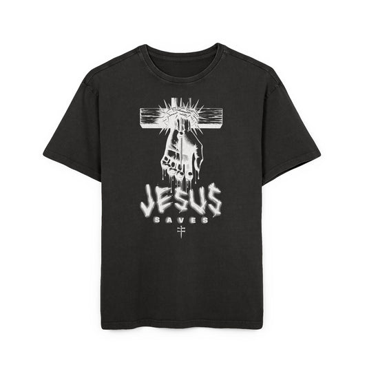'Jesus Saves' Washed Oversized Tee