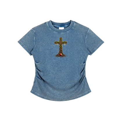 Eden Cross Vintaged-Wash Bodycon Tee