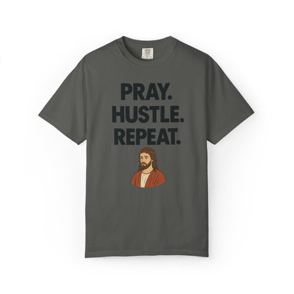 'Pray. Hustle. Repeat.' Christianity Comfort Tee