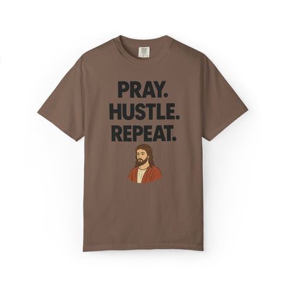 'Pray. Hustle. Repeat.' Christianity Comfort Tee