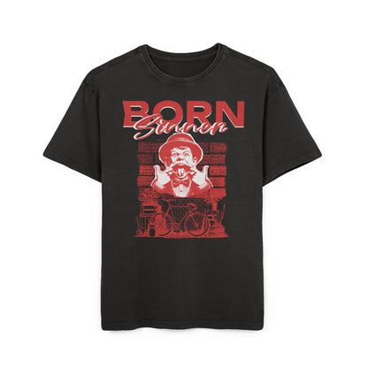 'Born Sinner' Washed Oversized Tee