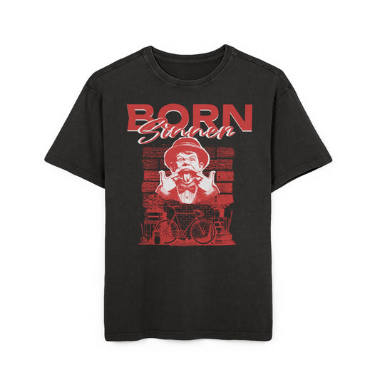 'Born Sinner' Washed Oversized Tee