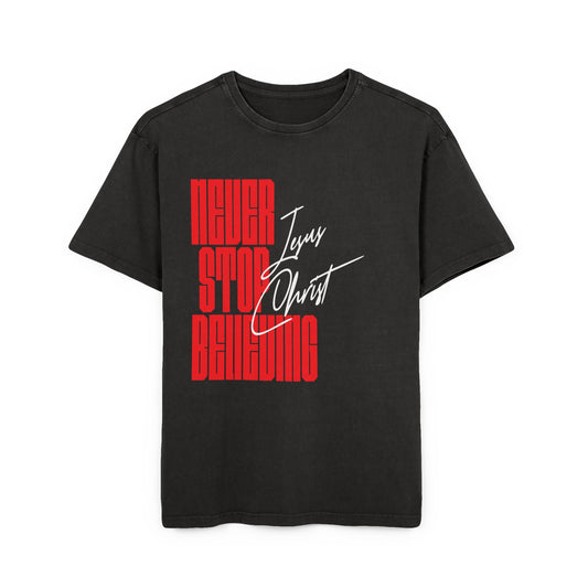 'Never Stop Believing' Washed Oversized Tee
