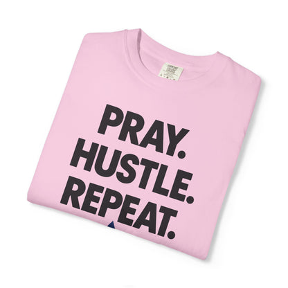 'Pray. Hustle. Repeat.' Judaism Comfort Tee