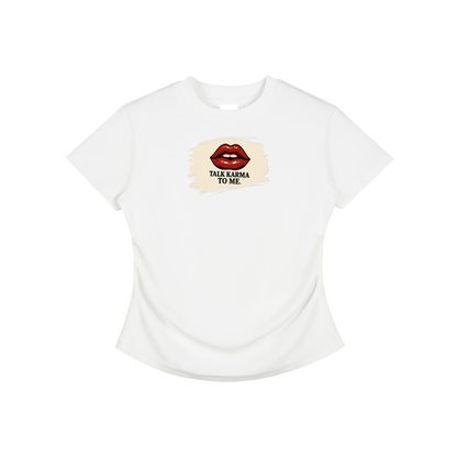 'Talk Karma to Me' Vintaged-Wash Bodycon Tee