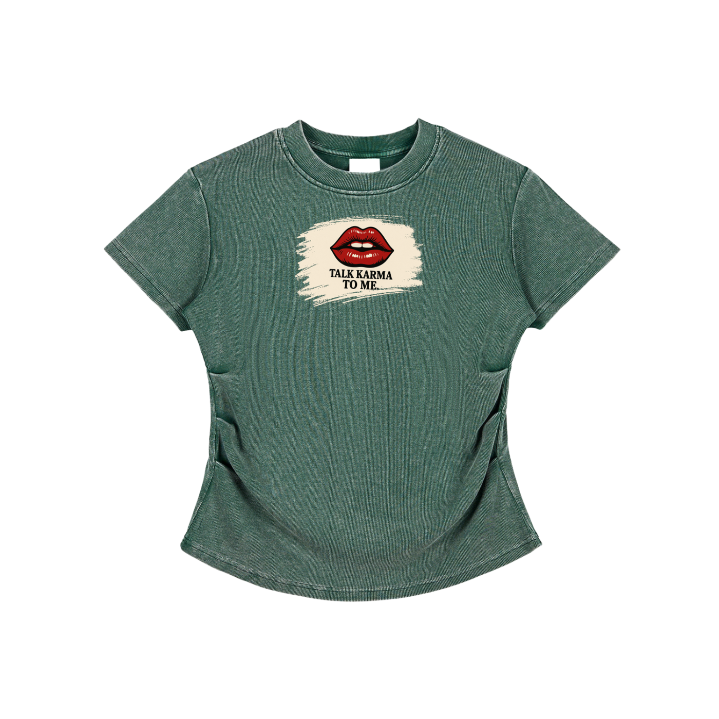 'Talk Karma to Me' Vintaged-Wash Bodycon Tee