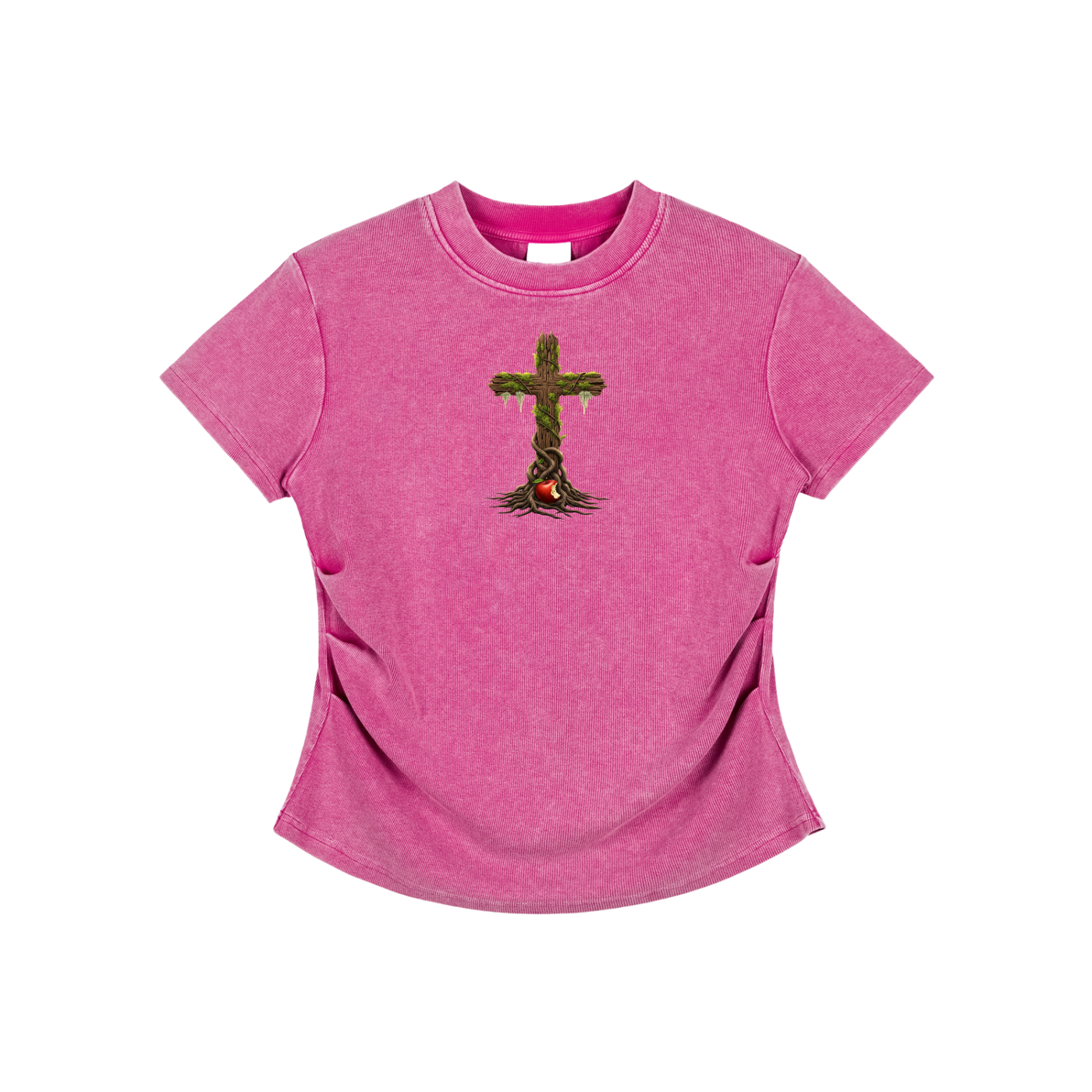 Eden Cross Vintaged-Wash Bodycon Tee