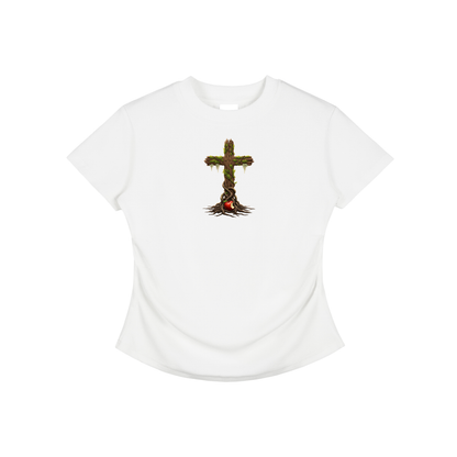 Eden Cross Vintaged-Wash Bodycon Tee